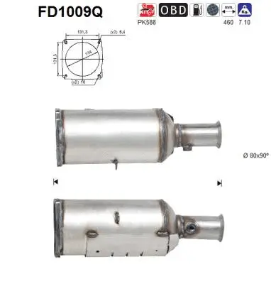 Filtre à particules / à suie, échappement AS FD1009Q