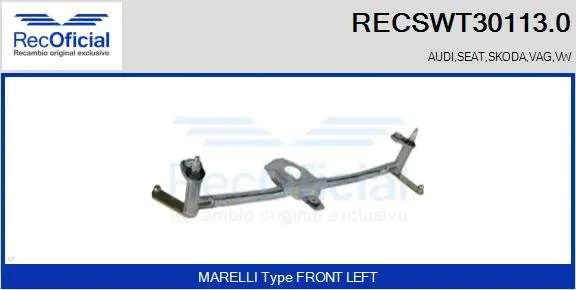 Tringlerie d'essuie-glace RECOFICIAL RECSWT30113.0