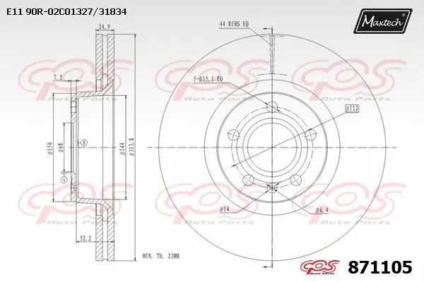 Disque de frein MAXTECH 871105