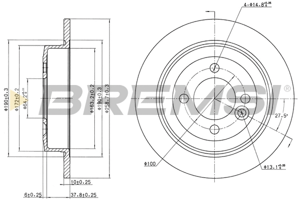 Disque de frein BREMSI CD7128S