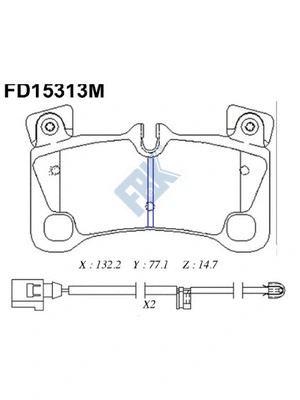 Kit de plaquettes de frein, frein à disque FBK FD15313M