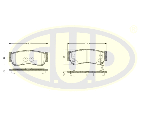 Kit de plaquettes de frein, frein à disque G.U.D. GBP123902