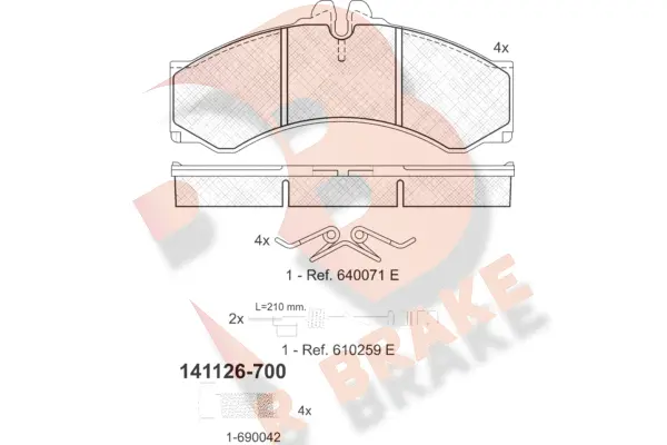 Kit de plaquettes de frein, frein à disque R BRAKE RB1126-700
