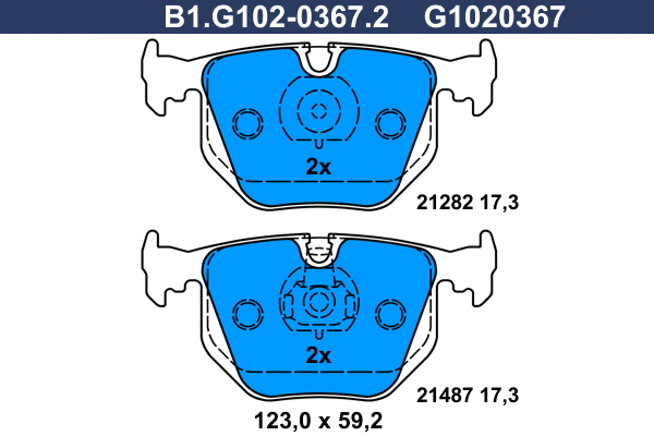 Kit de plaquettes de frein, frein à disque GALFER B1.G102-0367.2