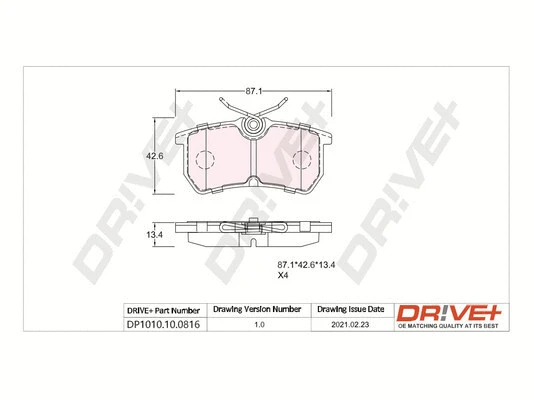 Kit de plaquettes de frein, frein à disque Dr!ve+ DP1010.10.0816