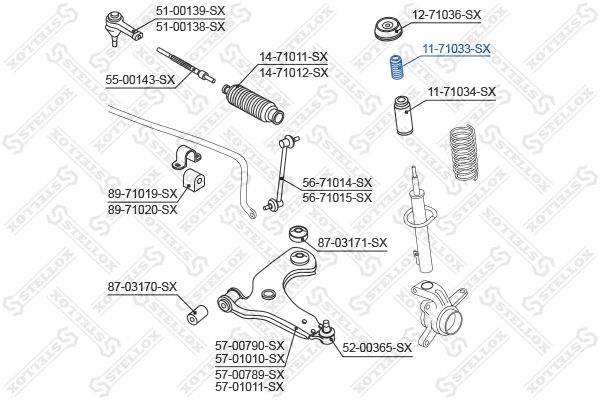 Butée élastique, suspension STELLOX 11-71033-SX
