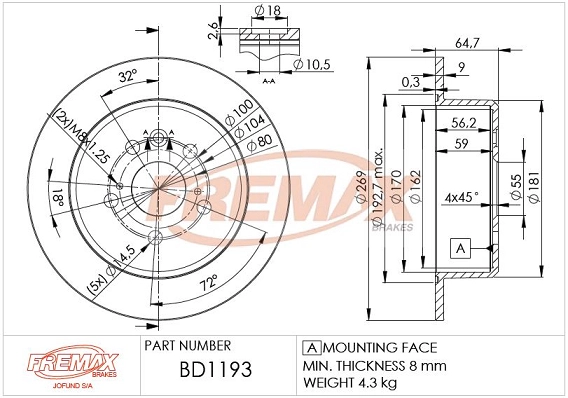 Disque de frein FREMAX BD-1193