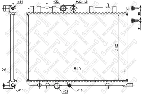 Radiateur, refroidissement du moteur STELLOX 10-25177-SX