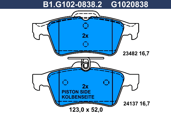 Kit de plaquettes de frein, frein à disque GALFER B1.G102-0838.2
