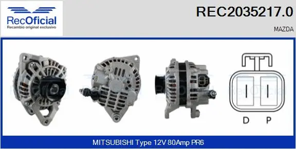 Alternateur RECOFICIAL REC2035217.0