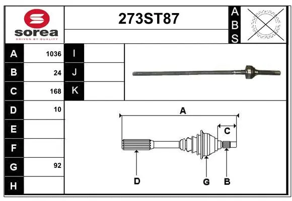 Arbre de transmission STARTCAR 273ST87