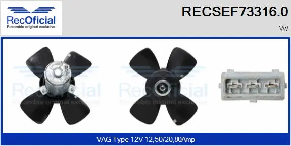 Ventilateur, refroidissement du moteur RECOFICIAL RECSEF73316.0