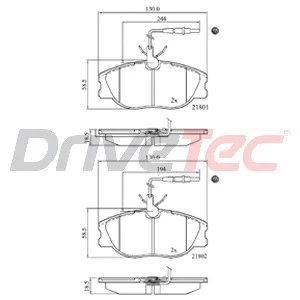 Kit de plaquettes de frein, frein à disque DriveTec DPAD909