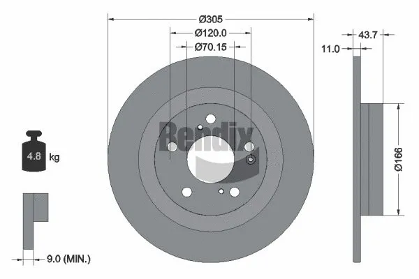 Disque de frein BENDIX Braking BDS2296