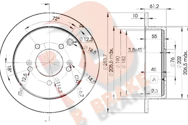 Disque de frein R BRAKE 78RBD22907