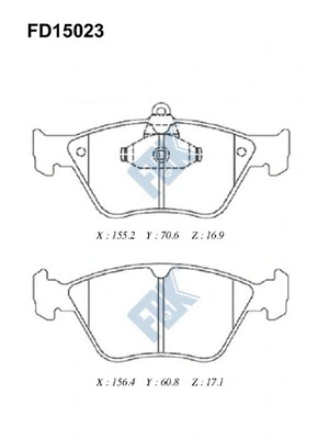 Kit de plaquettes de frein, frein à disque FBK FD15023