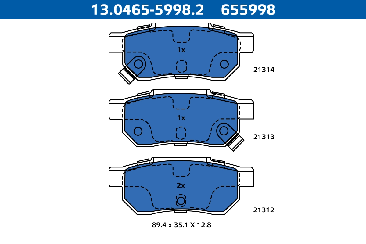 Kit de plaquettes de frein, frein à disque ATE-APAC 13.0465-5998.2
