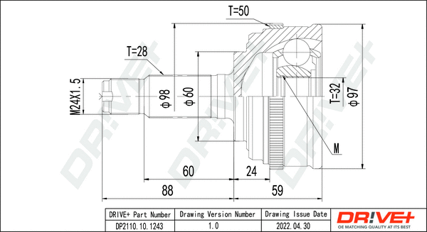 Jeu de joints, arbre de transmission Dr!ve+ DP2110.10.1243