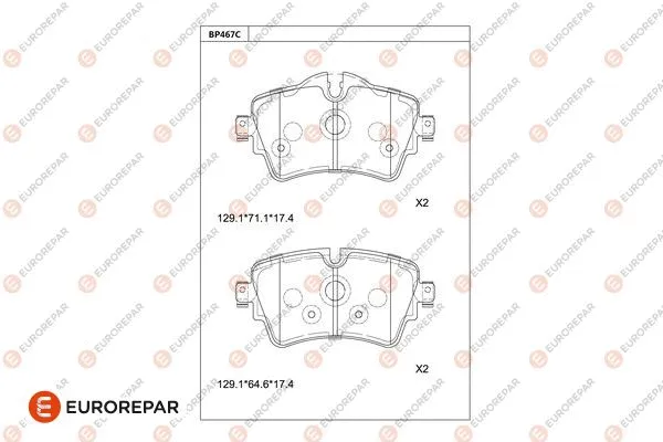 Kit de plaquettes de frein, frein à disque EUROREPAR 1681249980