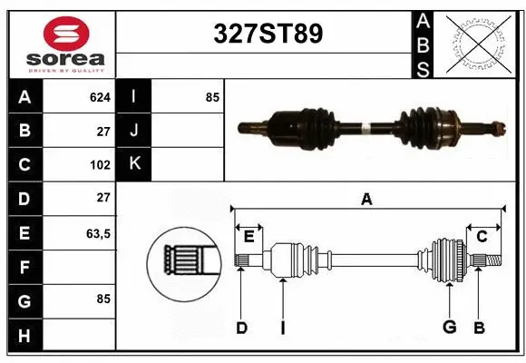Arbre de transmission STARTCAR 327ST89