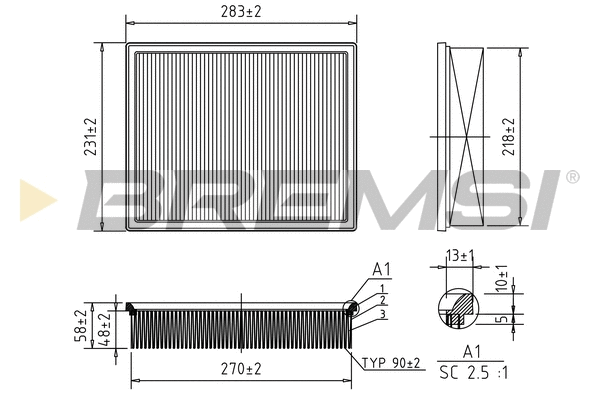 Filtre à air BREMSI FA0551