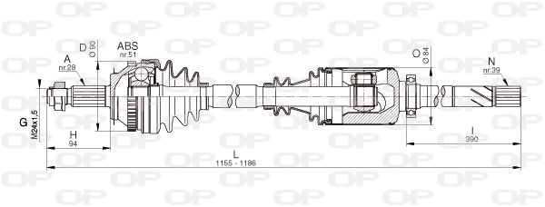 Arbre de transmission OPEN PARTS DRS6332.00