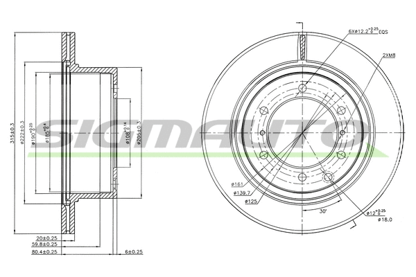 Disque de frein SIGMAUTO DBB954V
