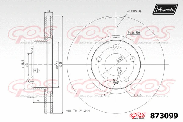 Disque de frein MAXTECH 873099