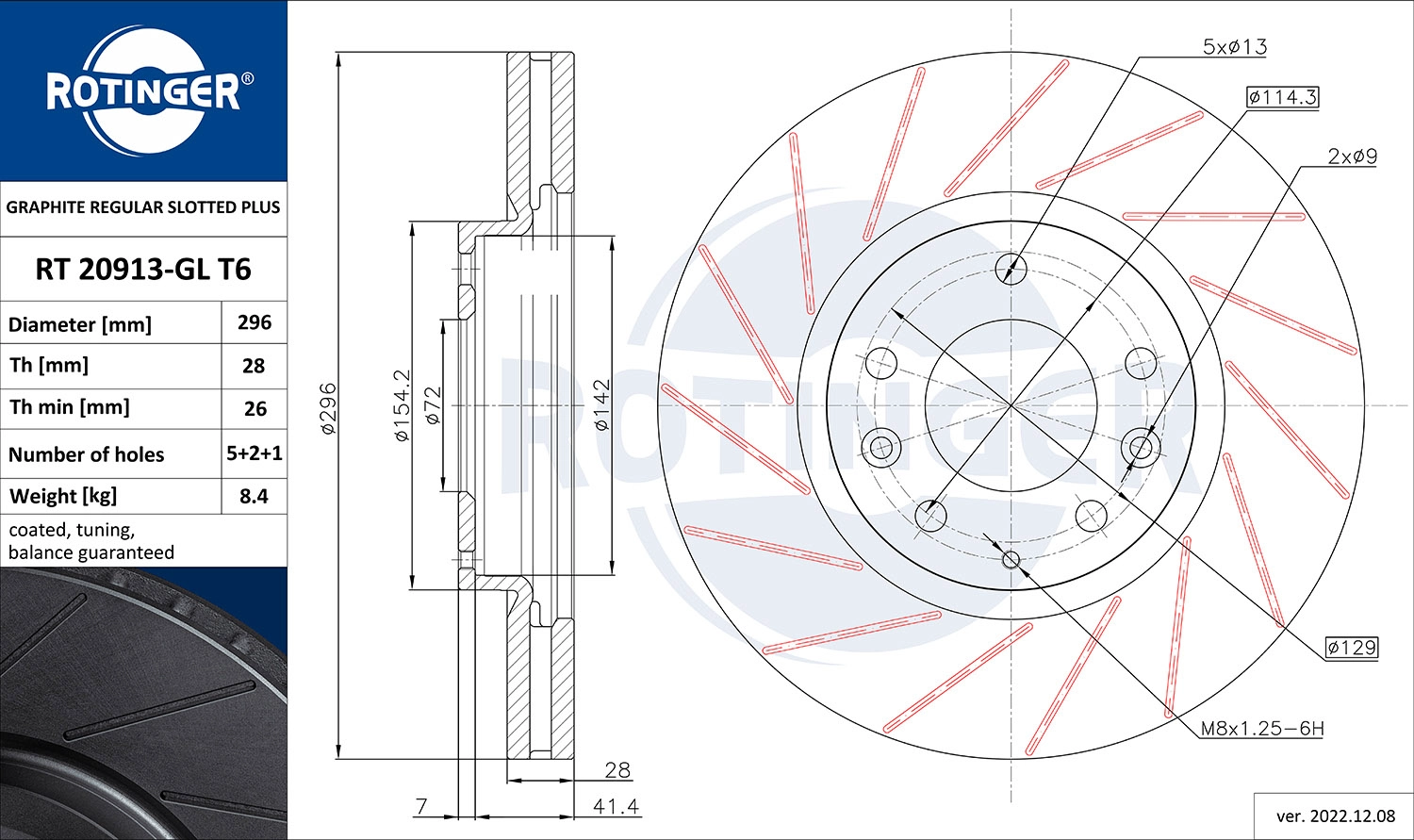 Disque de frein ROTINGER RT 20913-GL T6
