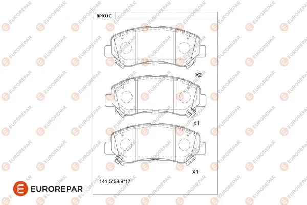 Kit de plaquettes de frein, frein à disque EUROREPAR 1681211680