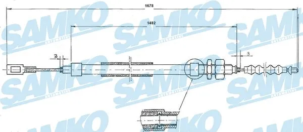 Tirette à câble, frein de stationnement SAMKO C0095B