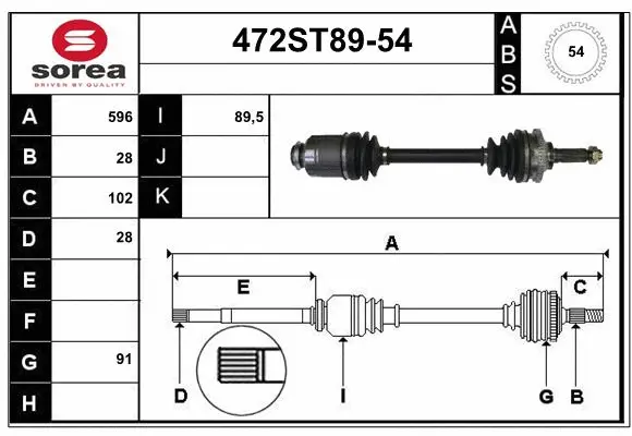 Arbre de transmission STARTCAR 472ST89-54