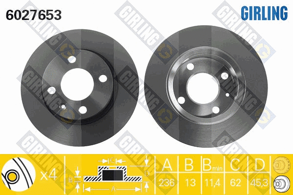 Disque de frein GIRLING 6027653
