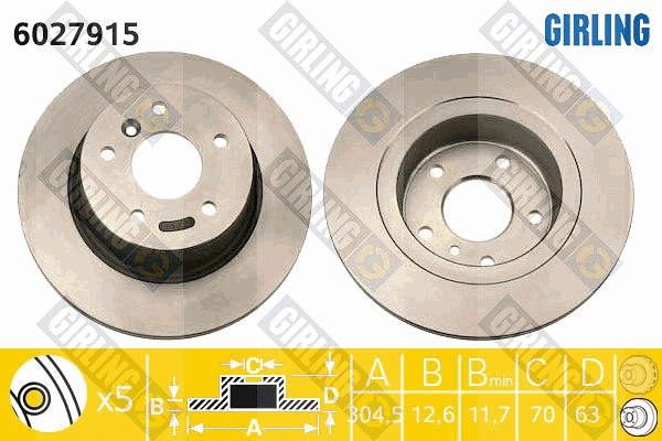 Disque de frein GIRLING 6027915