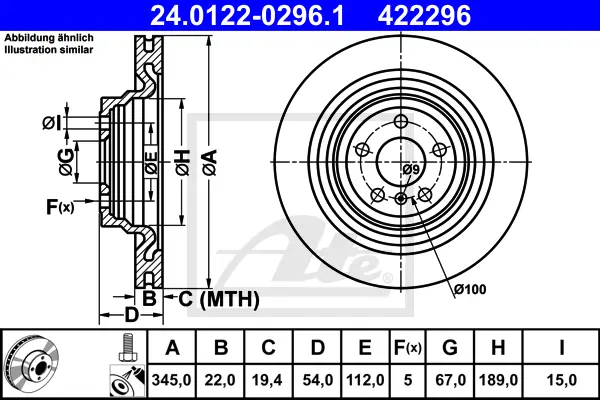 Disque de frein ATE-APAC 24.0122-0296.1