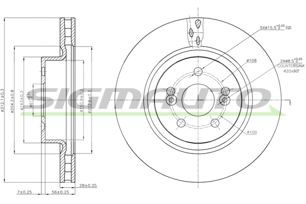 Disque de frein SIGMAUTO DBB524V