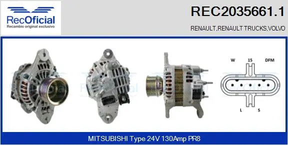 Alternateur RECOFICIAL REC2035661.1