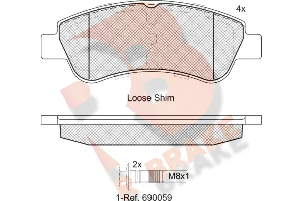 Kit de plaquettes de frein, frein à disque R BRAKE RB1388-402