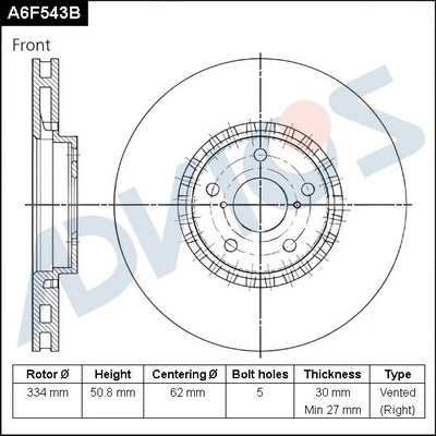 Disque de frein ADVICS A6F543B