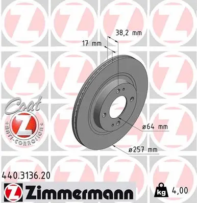 Disque de frein ZIMMERMANN 440.3136.20