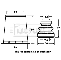 Kit de protection contre la poussière, amortisseur BORG & BECK BPK7015