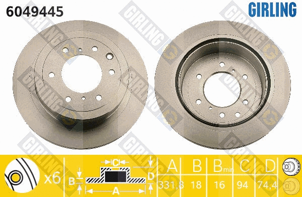 Disque de frein GIRLING 6049445