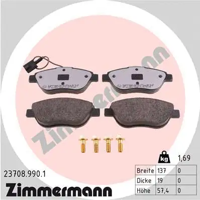 Kit de plaquettes de frein, frein à disque ZIMMERMANN 23708.990.1