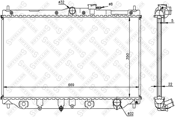 Radiateur, refroidissement du moteur STELLOX 10-25032-SX