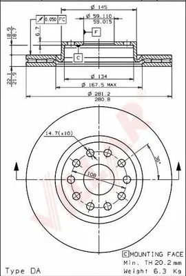Disque de frein VILLAR 628.2157