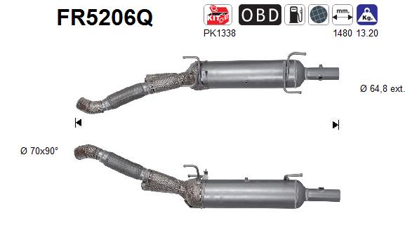 Filtre à particules / à suie, échappement AS FR5206Q