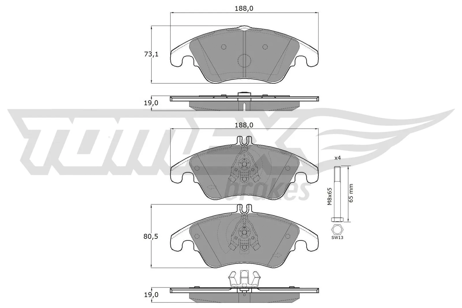Kit de plaquettes de frein, frein à disque TOMEX Brakes TX 16-31