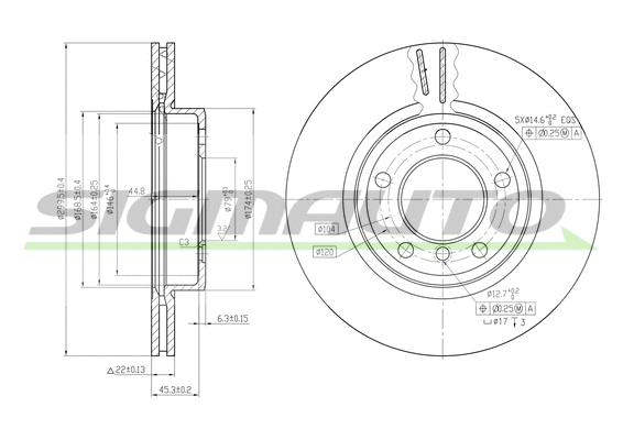 Disque de frein SIGMAUTO DBB066V