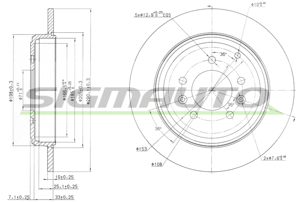 Disque de frein SIGMAUTO DBA245S