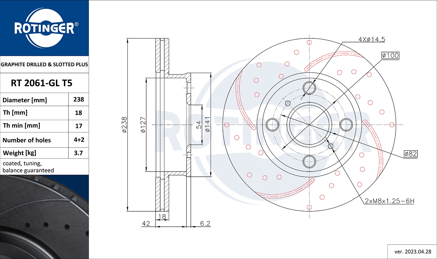 Disque de frein ROTINGER RT 2061-GL T5